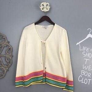 St. John | Cream Tie Front Cardigan